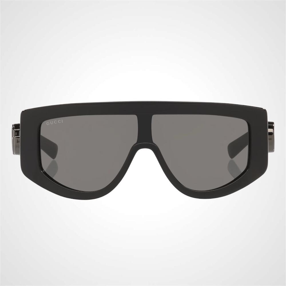 New GUCCI Sunglasses Black Wrap Shield Oversized Grey Lens GG 99-1-130mm - Picture 2 of 8